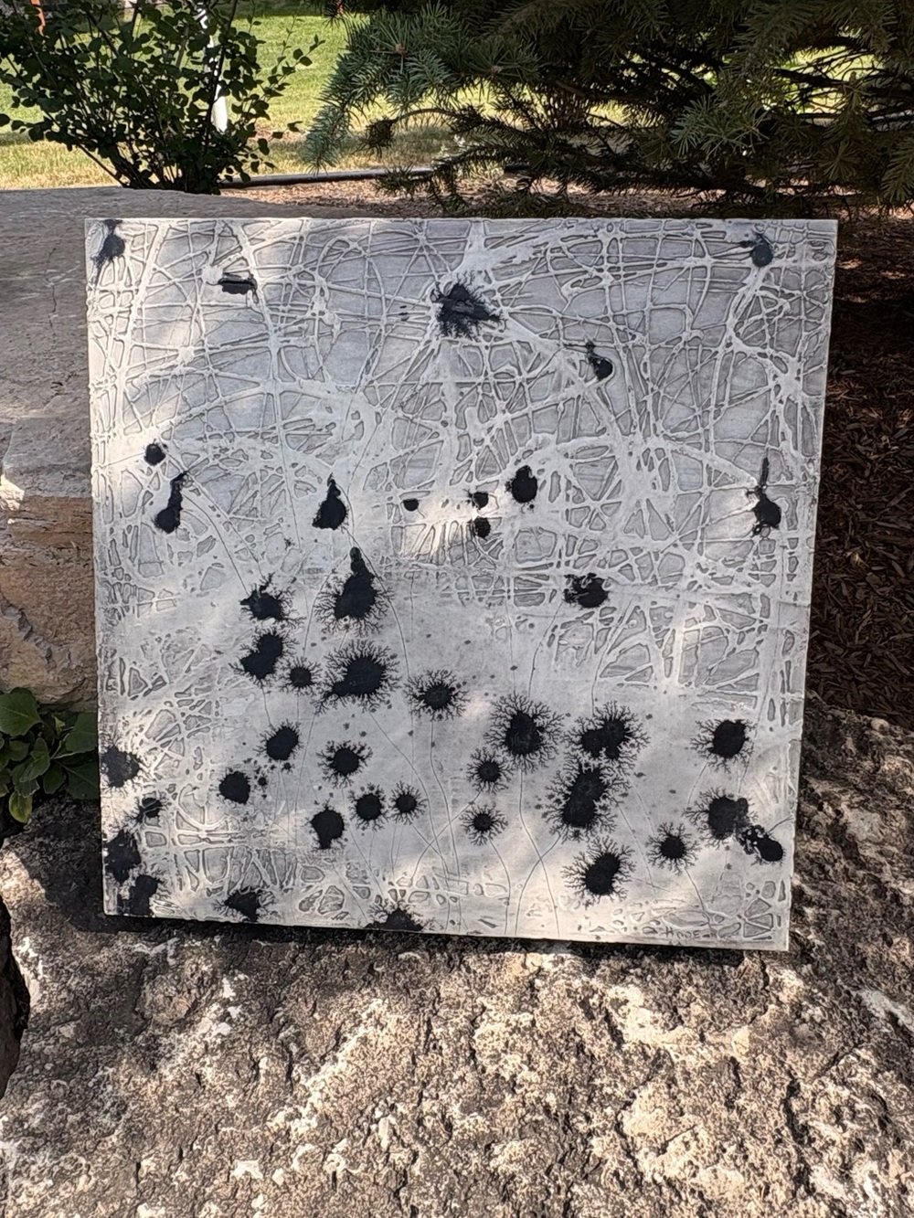 An original Contemporary Black and Cream Mixed Media Wall Art